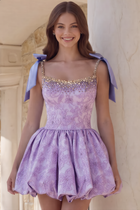 Rhinestone A-Line Satin Homecoming Dress