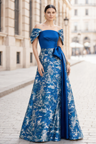 A-Line Jacquard Evening Gown