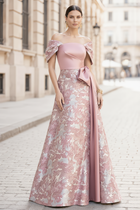 A-Line Jacquard Evening Gown