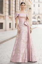 A-Line Jacquard Evening Gown
