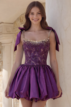 Rhinestone A-Line Satin Homecoming Dress