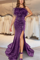 A-Line Sequins Evening Gown