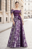 A-Line Jacquard Evening Gown