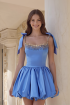 Rhinestone A-Line Satin Homecoming Dress
