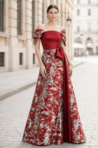 A-Line Jacquard Evening Gown