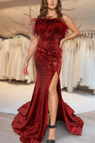 A-Line Sequins Evening Gown