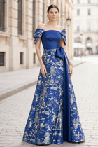 A-Line Jacquard Evening Gown