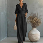 Surplice V-Neck Wide-Leg Jumpsuit