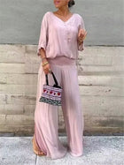 Draped Wide-Leg Two-Piece Set
