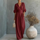 Surplice V-Neck Wide-Leg Jumpsuit