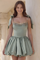 Rhinestone A-Line Satin Homecoming Dress