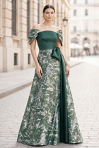 A-Line Jacquard Evening Gown