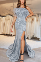 A-Line Sequins Evening Gown