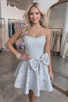 Bow-Accent A-Line Satin Homecoming Dress