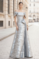 A-Line Jacquard Evening Gown