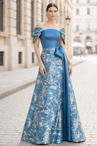 A-Line Jacquard Evening Gown