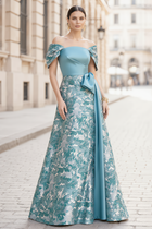 A-Line Jacquard Evening Gown