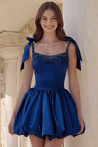 Rhinestone A-Line Satin Homecoming Dress