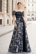 A-Line Jacquard Evening Gown