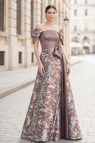 A-Line Jacquard Evening Gown