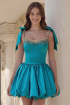 Rhinestone A-Line Satin Homecoming Dress