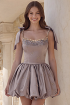 Rhinestone A-Line Satin Homecoming Dress