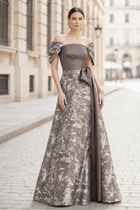 A-Line Jacquard Evening Gown