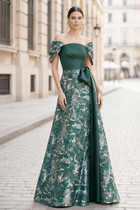 A-Line Jacquard Evening Gown