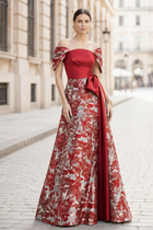 A-Line Jacquard Evening Gown