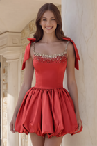 Rhinestone A-Line Satin Homecoming Dress