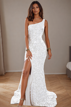 Mermaid Sequin Evening Gown — Asymmetric One-Shoulder