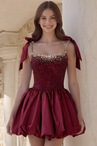 Rhinestone A-Line Satin Homecoming Dress