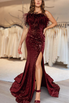 A-Line Sequins Evening Gown