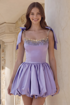 Rhinestone A-Line Satin Homecoming Dress