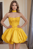 Bow-Accent A-Line Satin Homecoming Dress — Spaghetti-Strap