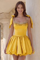 Rhinestone A-Line Satin Homecoming Dress