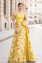 A-Line Jacquard Evening Gown