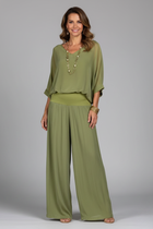 Draped Wide-Leg Two-Piece Set