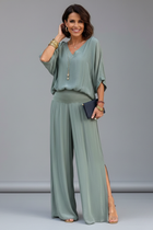 Draped Wide-Leg Two-Piece Set
