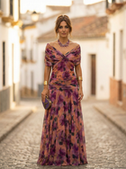 Floral Pleated Maxi Dress