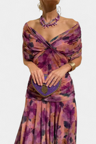 Off-Shoulder Twist-Front Draped Maxi Dress