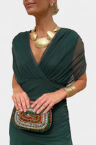 Off-Shoulder Twist-Front Draped Maxi Dress