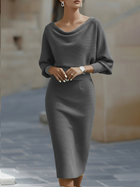 Cowl-Neck Batwing Midi Dress