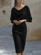 Cowl-Neck Batwing Midi Dress