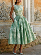 Off-Shoulder Floral Swing Midi Dress