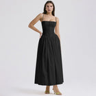 Strapless Pleated Midi Dress with Sweetheart Neckline
