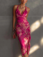 Fuchsia Floral Bodycon Cocktail Dress