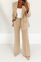 Notched Lapel Wide-Leg Pants Two-Piece Woven Suit Set