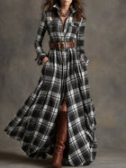 Button Placket Belt Loops Woven Maxi Dress