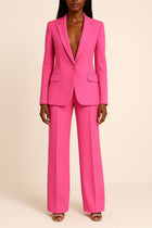 Notched Lapel Straight-Leg Trousers Woven Suit Set